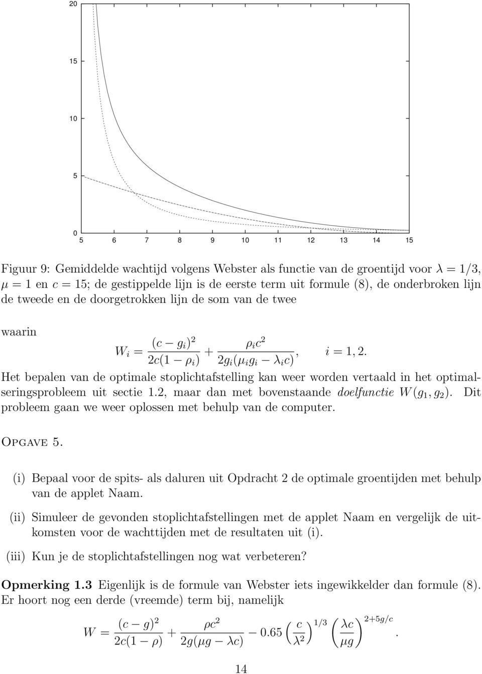 2g i (µ i g i λ i c) Het bepalen van de optimale stoplichtafstelling kan weer worden vertaald in het optimalseringsprobleem uit sectie 1.2, maar dan met bovenstaande doelfunctie W (g 1, g 2 ).