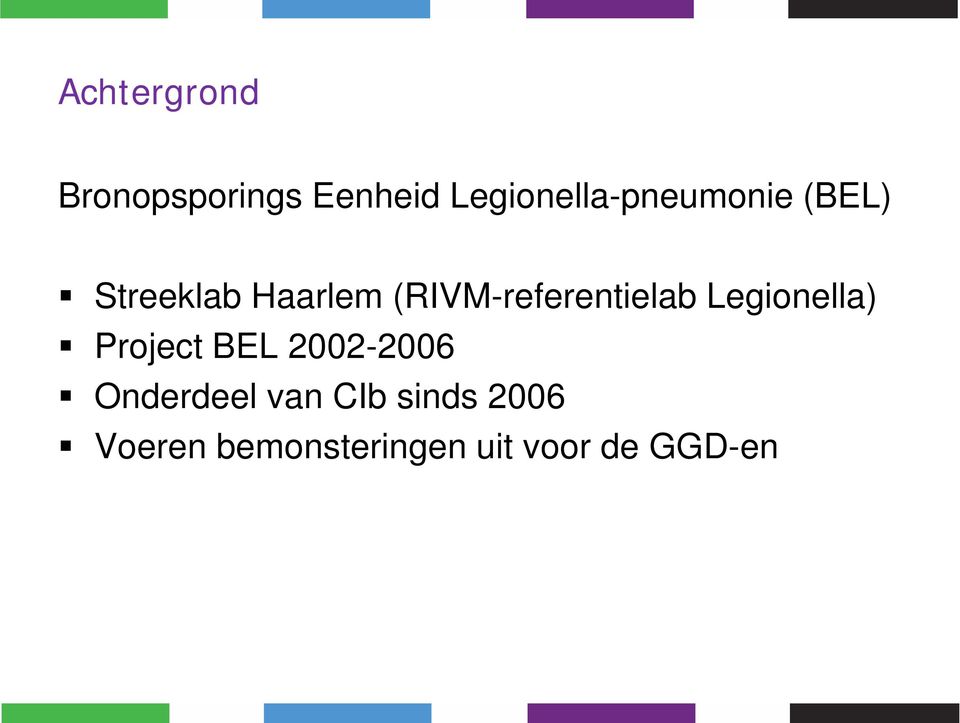 (RIVM-referentielab Legionella) Project BEL