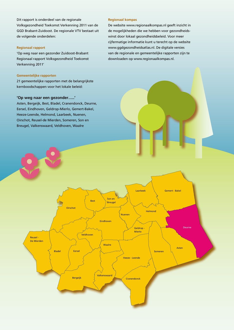 www.regionaalkompas.nl geeft inzicht in de mogelijkheden die we hebben voor gezondheidswinst door lokaal gezondheidsbeleid. Voor meer cijfermatige informatie kunt u terecht op de website www.