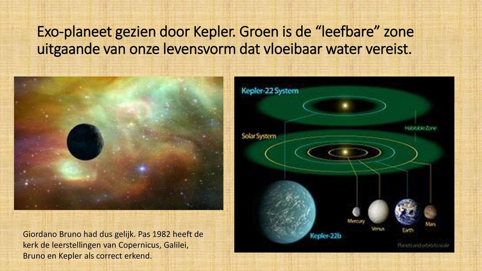 vloeibaar water vereist. Giordano Bruno had dus gelijk.