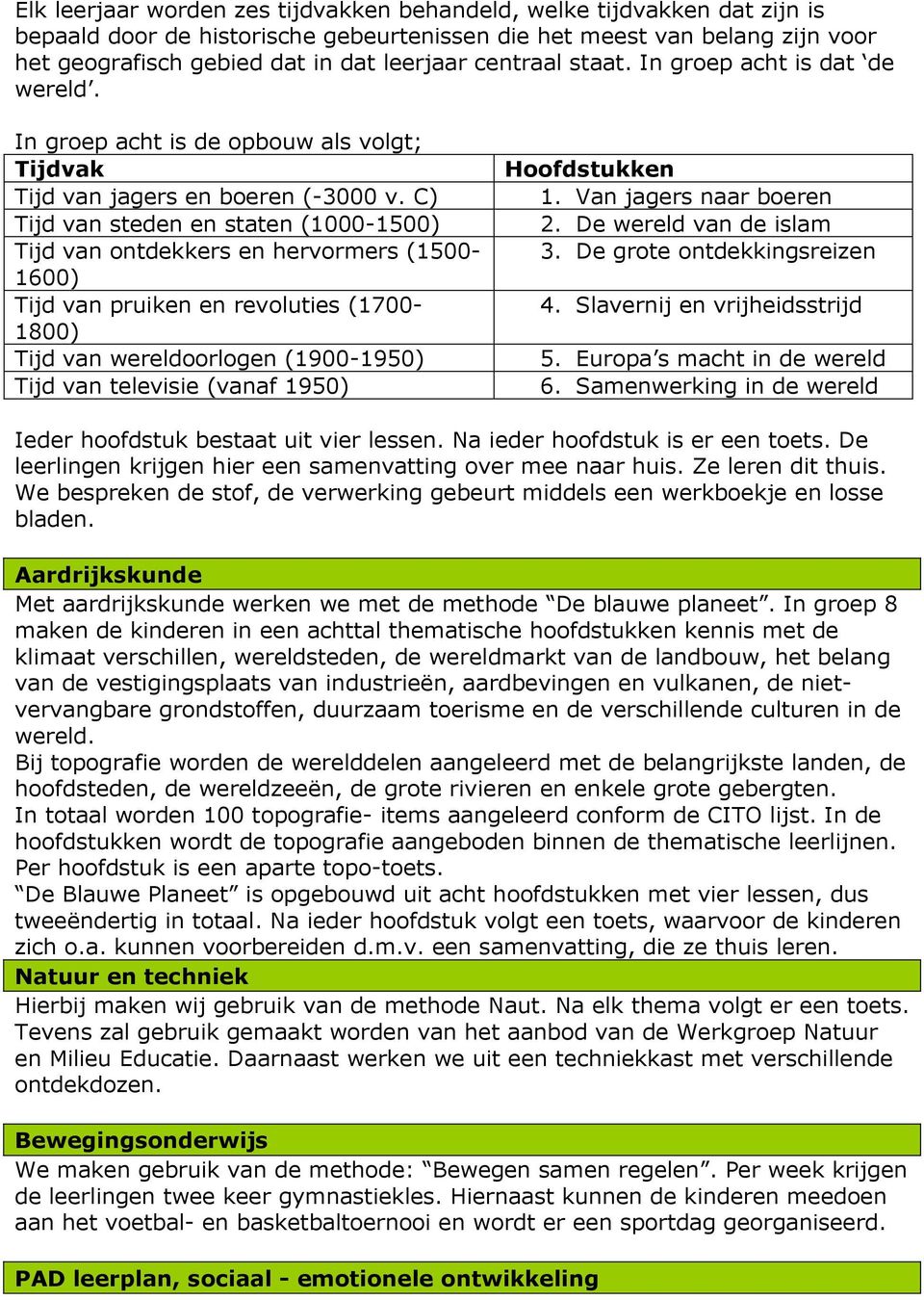 C) Tijd van steden en staten (1000-1500) Tijd van ontdekkers en hervormers (1500-1600) Tijd van pruiken en revoluties (1700-1800) Tijd van wereldoorlogen (1900-1950) Tijd van televisie (vanaf 1950)