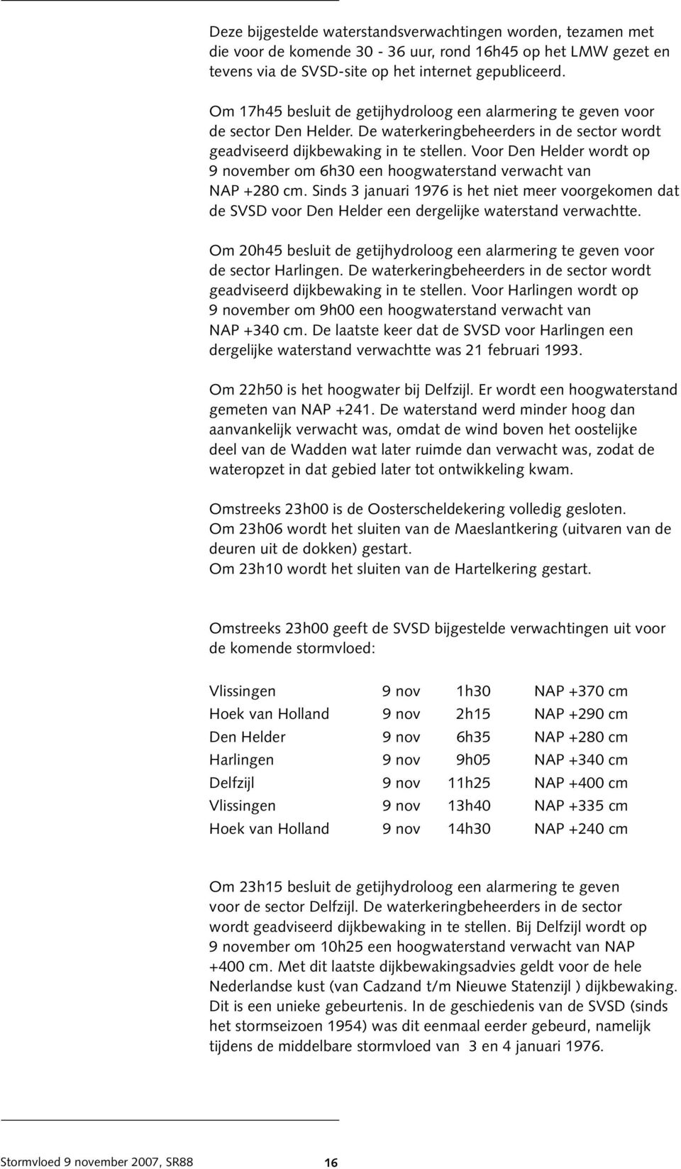 Voor Den Helder wordt op 9 november om 6h30 een hoogwaterstand verwacht van NAP +280 cm.
