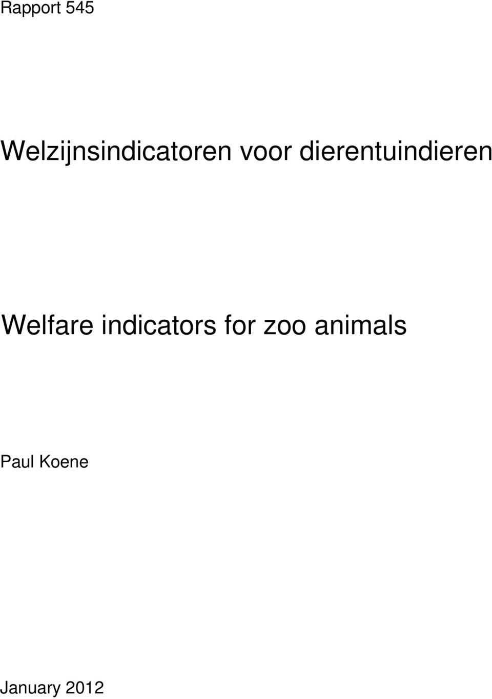 indicators for zoo