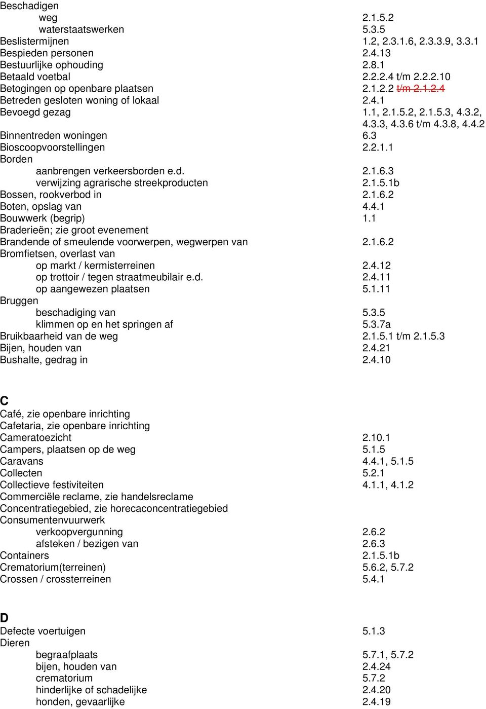 d. 2.1.6.3 verwijzing agrarische streekproducten Bossen, rookverbod in 2.1.6.2 Boten, opslag van 4.4.1 Bouwwerk (begrip) 1.