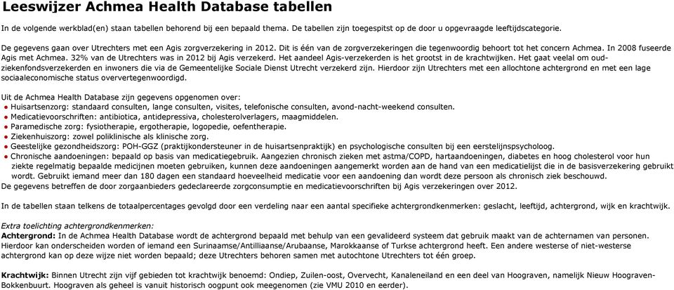 32% van de Utrechters was in 2012 bij Agis verzekerd. Het aandeel Agis-verzekerden is het grootst in de krachtwijken.