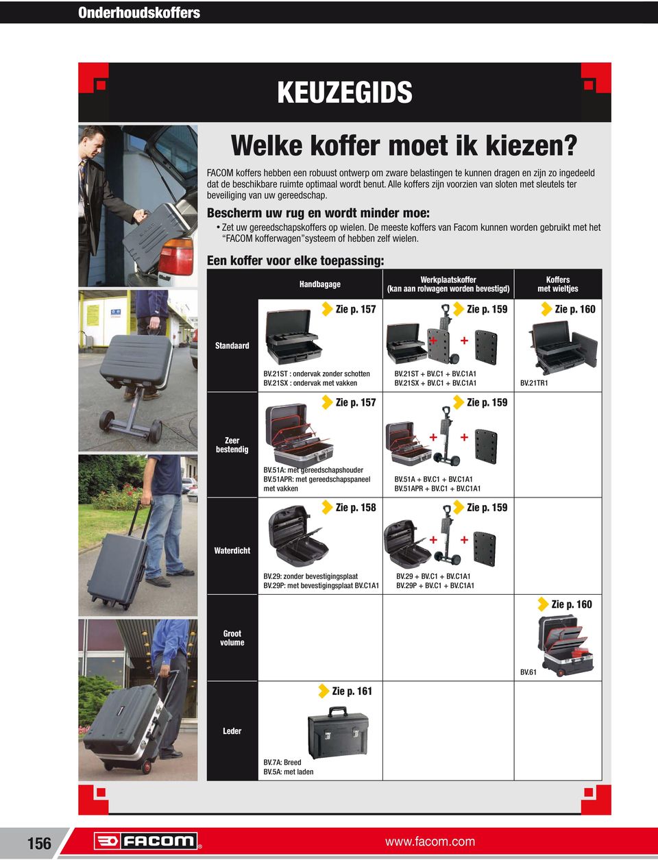 Alle koffers zijn voorzien van sloten met sleutels ter beveiliging van uw gereedschap. Bescherm uw rug en wordt minder moe: Zet uw gereedschapskoffers op wielen.