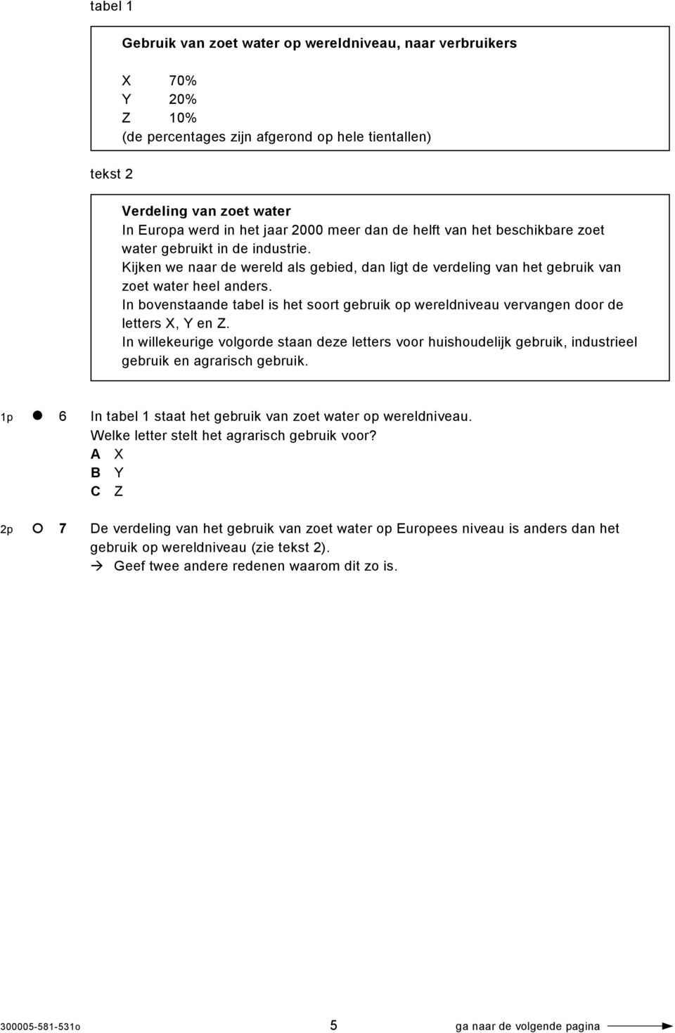 In bovenstaande tabel is het soort gebruik op wereldniveau vervangen door de letters X, Y en Z.