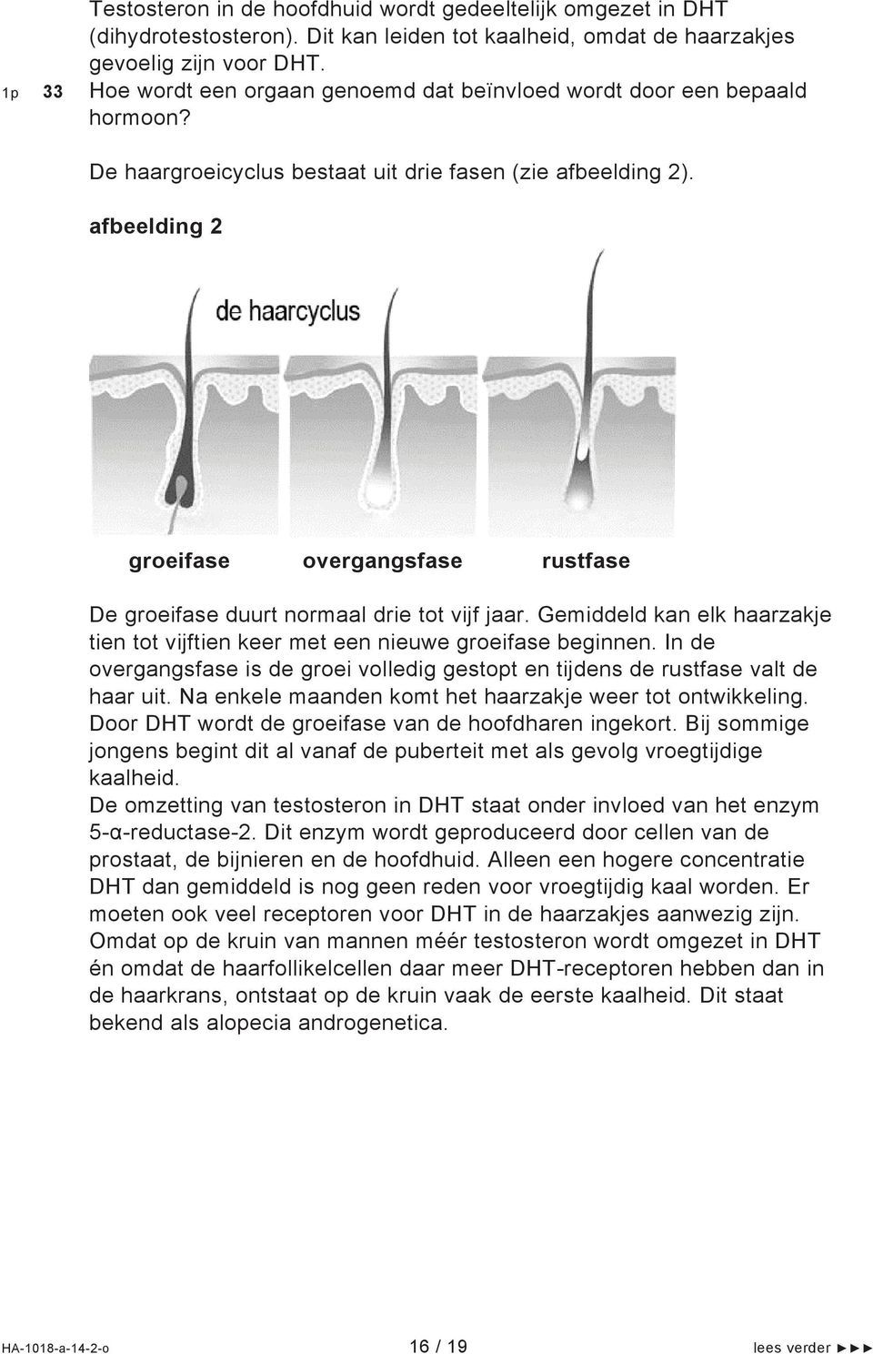 afbeelding 2 groeifase overgangsfase rustfase De groeifase duurt normaal drie tot vijf jaar. Gemiddeld kan elk haarzakje tien tot vijftien keer met een nieuwe groeifase beginnen.