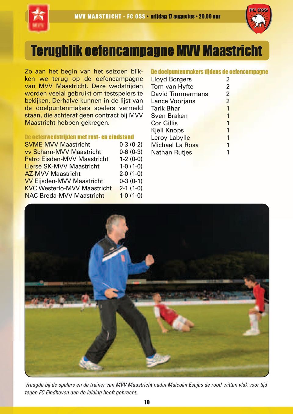 Derhalve kunnen in de lijst van de doelpuntenmakers spelers vermeld staan, die achteraf geen contract bij MVV Maastricht hebben gekregen.