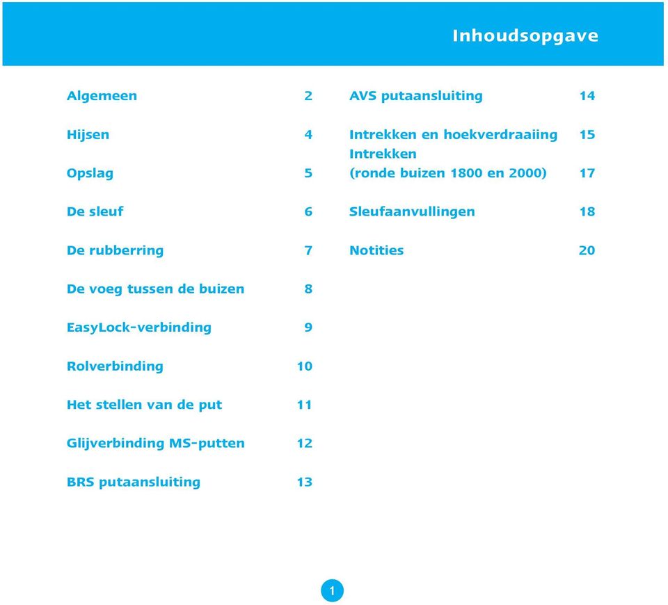 2000) 17 Sleufaanvullingen 18 Notities 20 De voeg tussen de buizen 8