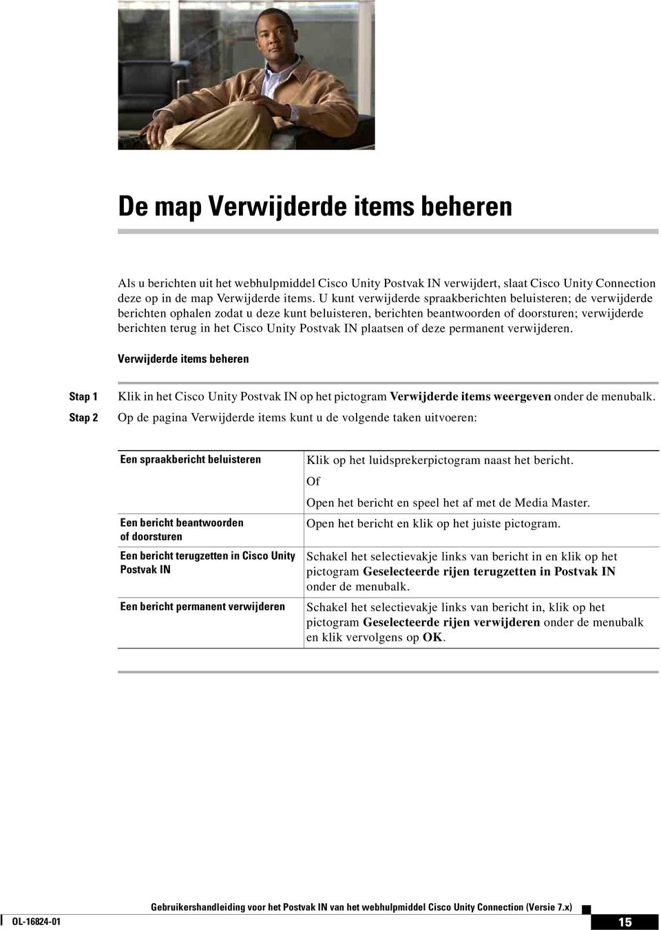 Postvak IN plaatsen of deze permanent verwijderen. Verwijderde items beheren Klik in het Cisco Unity Postvak IN op het pictogram Verwijderde items weergeven onder de menubalk.