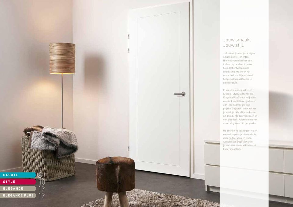 In verschillende pakketten (Casual, Style, Elegance en ElegancePlus) biedt Heijmans mooie, kwalitatieve lijndeuren aan tegen aantrekkelijke prijzen.