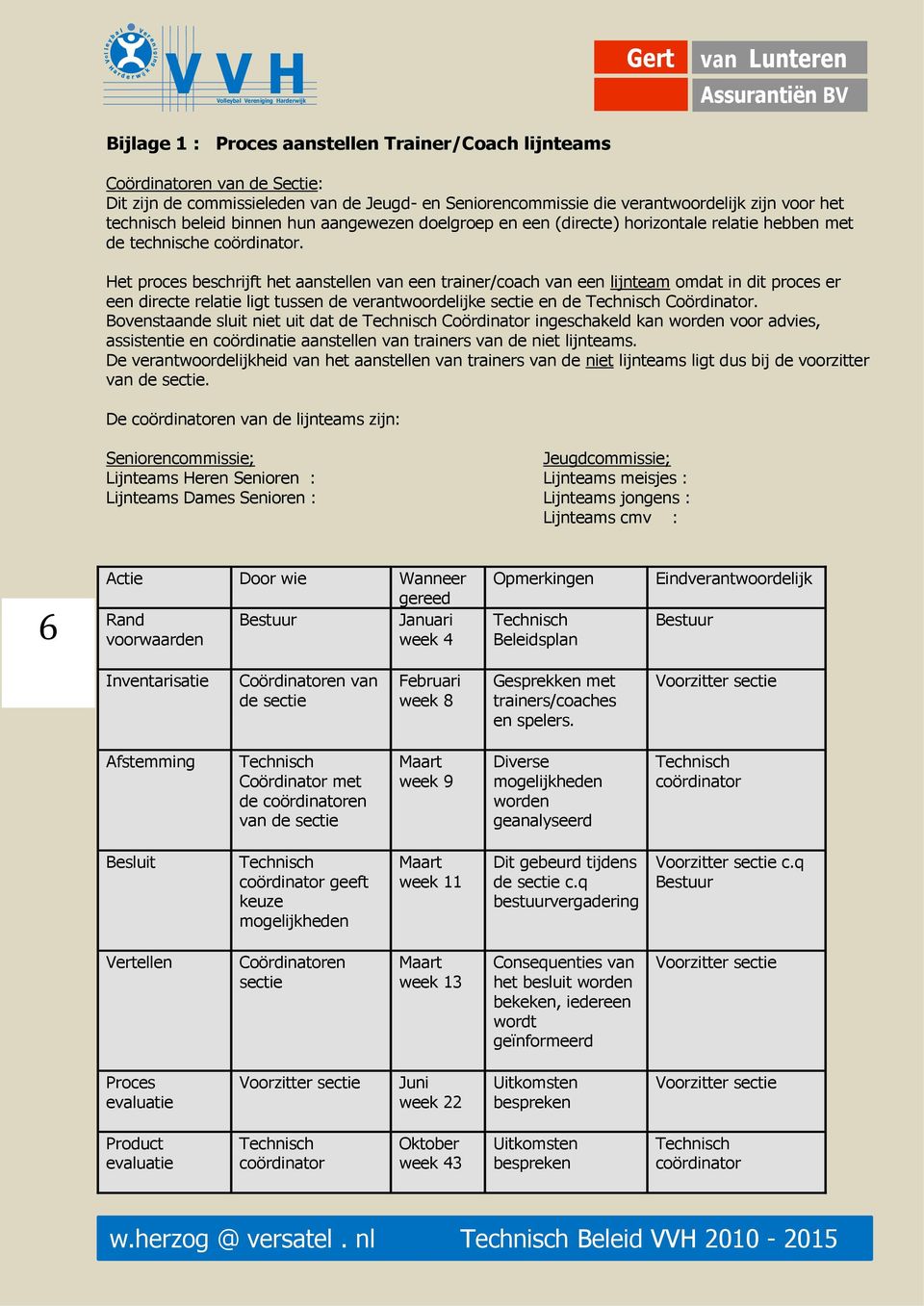 Het proces beschrijft het aanstellen van een trainer/coach van een lijnteam omdat in dit proces er een directe relatie lit tussen de verantwoordelijke sectie en de Coördinator.