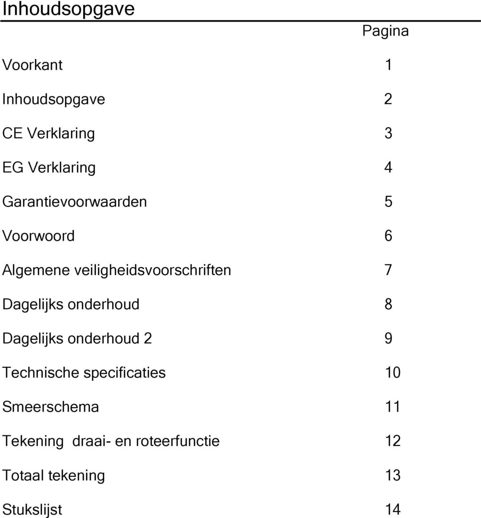 veiligheidsvoorschriften 7 Dagelijks onderhoud 8 Dagelijks onderhoud 2 9