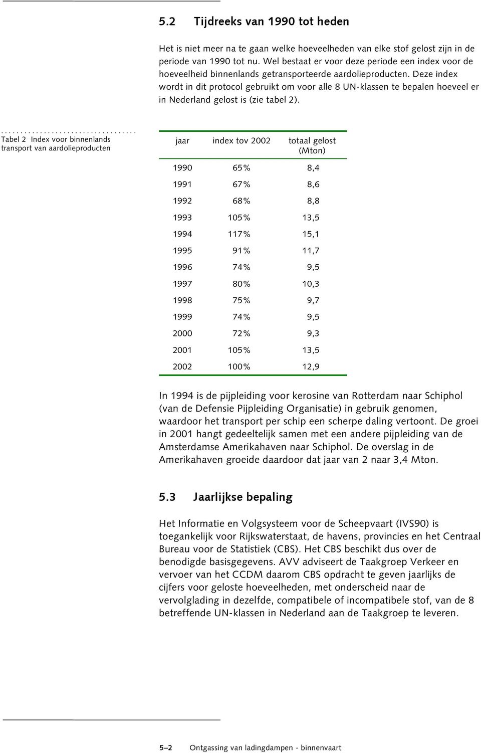 Deze index wordt in dit protocol gebruikt om voor alle 8 UN-klassen te bepalen hoeveel er in Nederland gelost is (zie tabel 2).