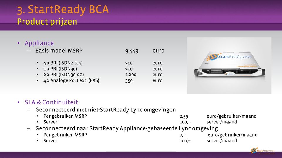 (FXS) 350 euro SLA & Continuiteit Geconnecteerd met niet-startready Lync omgevingen Per gebruiker, MSRP 2,59