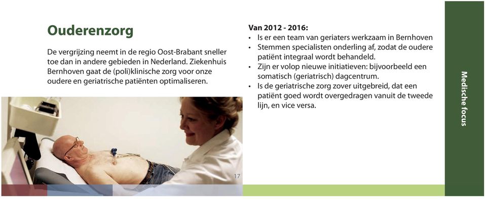 Van 2012-2016: Is er een team van geriaters werkzaam in Bernhoven Stemmen specialisten onderling af, zodat de oudere patiënt integraal wordt