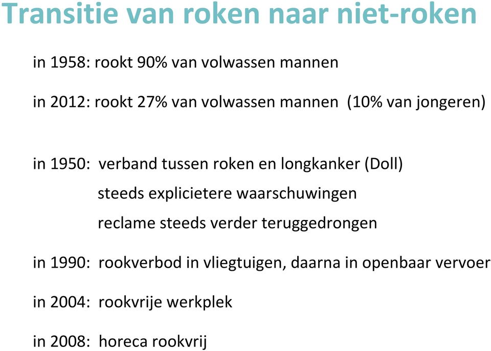 steeds explicietere waarschuwingen reclame steeds verder teruggedrongen in 1990: rookverbod