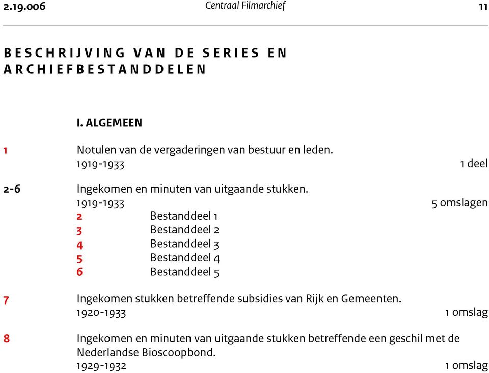 1919-1933 1 deel 2-6 Ingekomen en minuten van uitgaande stukken.