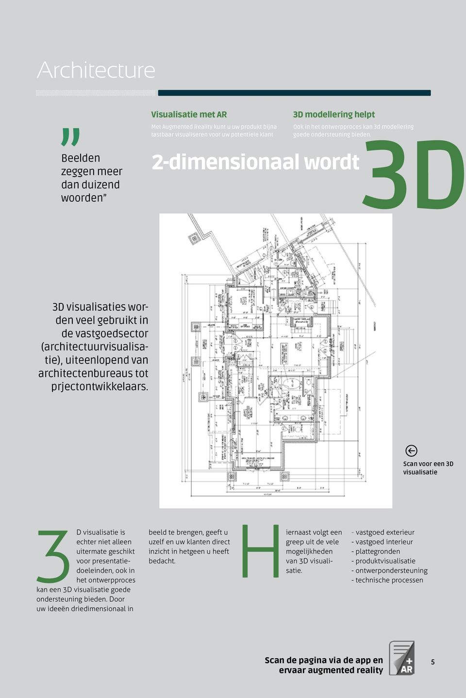 3D 3D visualisaties worden veel gebruikt in de vastgoedsector (architectuurvisualisatie), uiteenlopend van architectenbureaus tot prjectontwikkelaars.