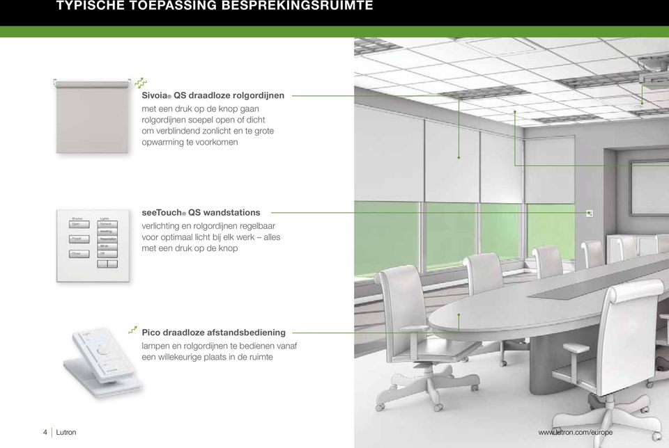 wandstations verlichting en rolgordijnen regelbaar voor optimaal licht bij elk werk alles met een druk op de