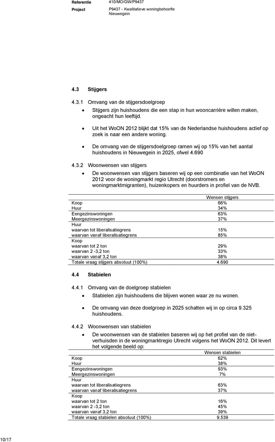 De omvang van de stijgersdoelgroep ramen wij op 15% van het aantal huishoudens in in 2025, ofwel 4.690 4.3.