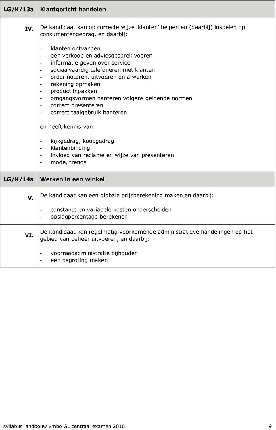 sociaalvaardig telefoneren met klanten - order noteren, uitvoeren en afwerken - rekening opmaken - product inpakken - omgangsvormen hanteren volgens geldende normen - correct presenteren - correct