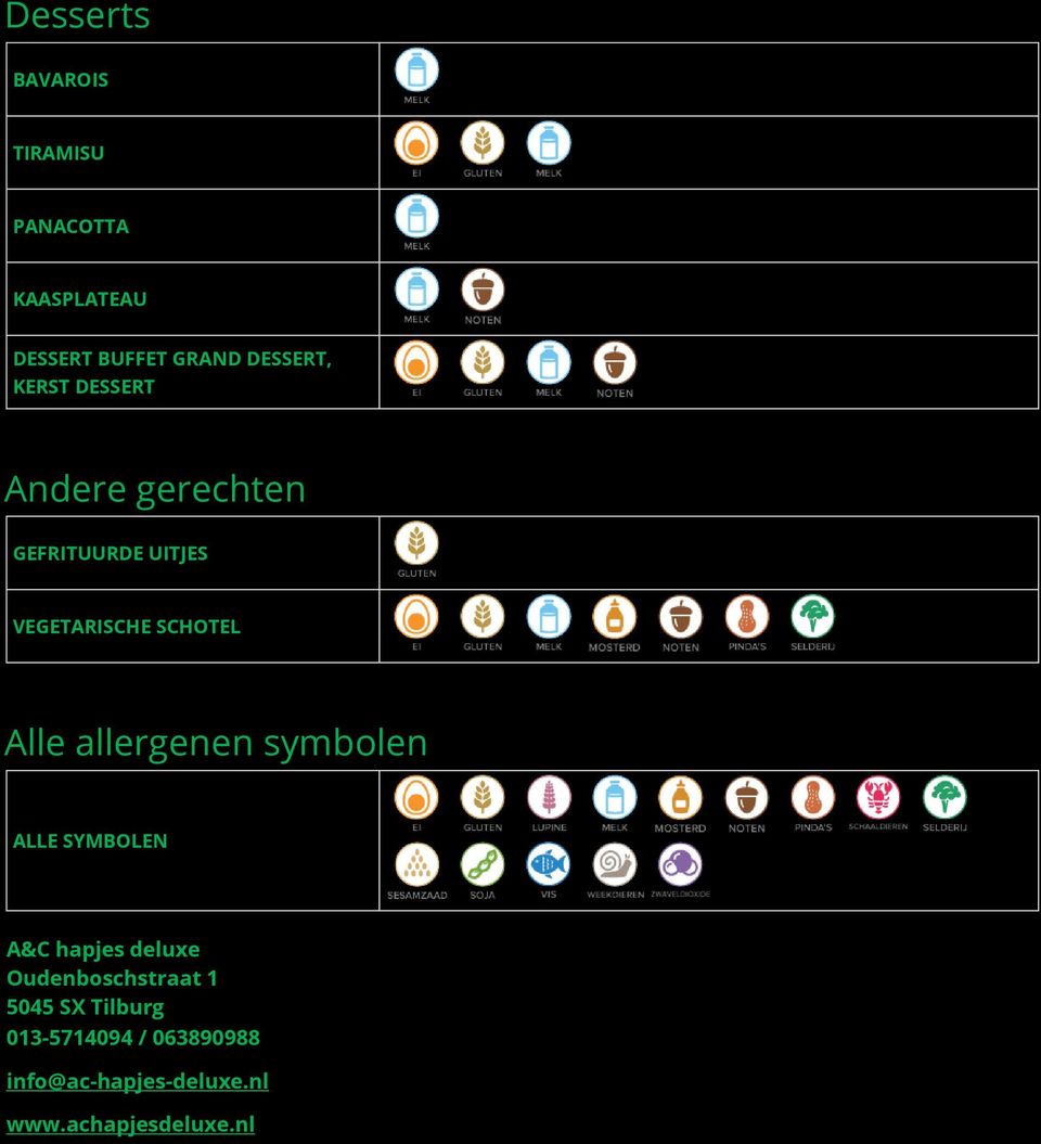 SCHOTEL Alle allergenen symbolen ALLE SYMBOLEN A&C hapjes deluxe