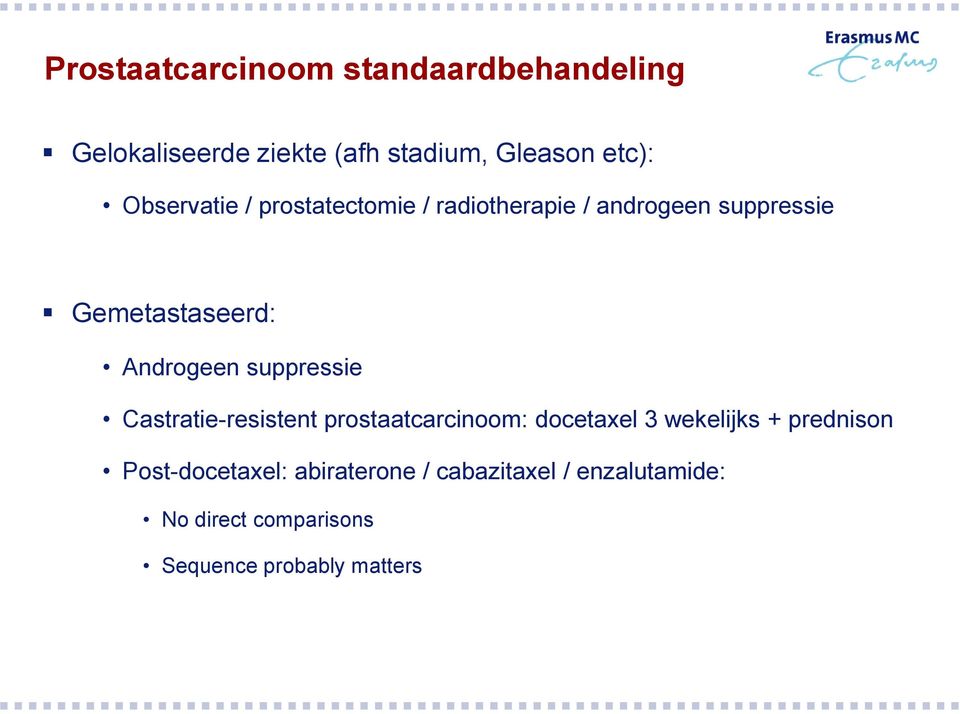 suppressie Castratie-resistent prostaatcarcinoom: docetaxel 3 wekelijks + prednison