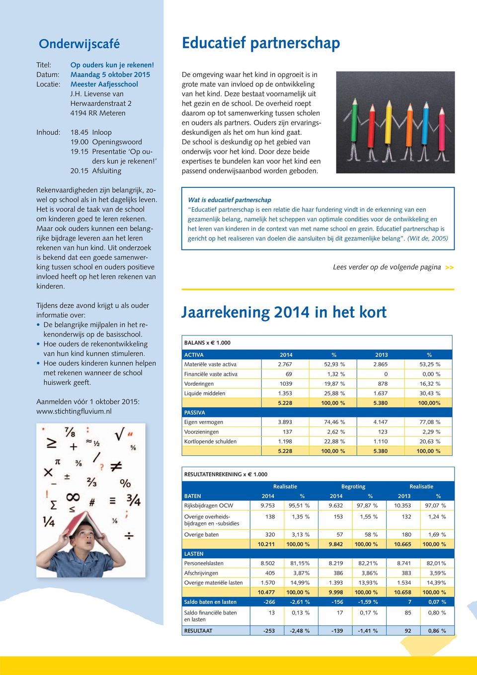 Het is vooral de taak van de school om kinderen goed te leren rekenen. Maar ook ouders kunnen een belangrijke bijdrage leveren aan het leren rekenen van hun kind.