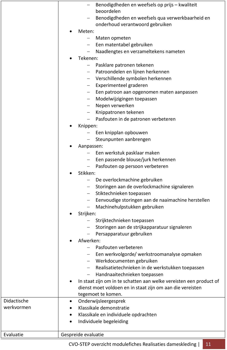 maten aanpassen Modelwijzigingen toepassen Nepen verwerken Knippatronen tekenen Pasfouten in de patronen verbeteren Knippen: Een knipplan opbouwen Steunpunten aanbrengen Aanpassen: Een werkstuk