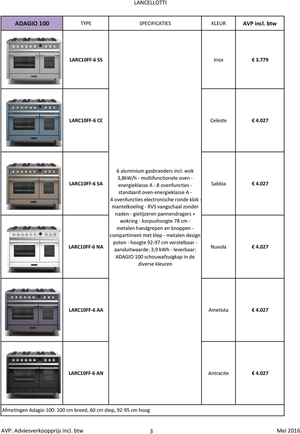 027 standaard oven-energieklasse A - 4 ovenfuncties electronische ronde klok - mantelkoeling - RVS vangschaal zonder naden - gietijzeren pannendragers + wokring - korpushoogte 78 cm - metalen