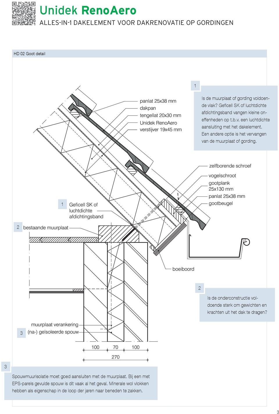 Een andere optie is het vervangen van de muurplaat of gording. Is de onderconstructie voldoende sterk om gewichten en krachten uit het dak te dragen?