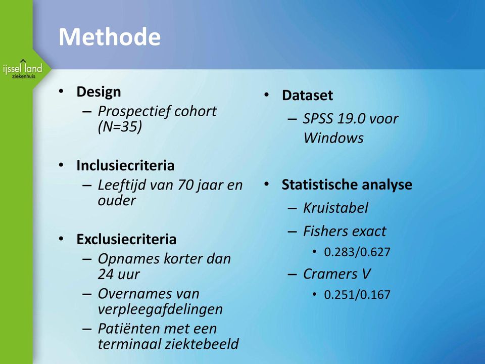 verpleegafdelingen Patiënten met een terminaal ziektebeeld Dataset SPSS 19.