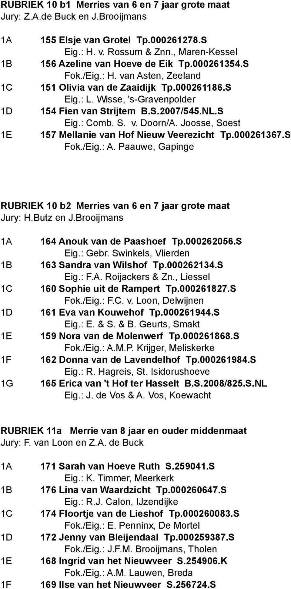 Joosse, Soest 157 Mellanie van Hof Nieuw Veerezicht Tp.000261367.S Fok./Eig.: A. Paauwe, Gapinge RUBRIEK 10 b2 Merries van 6 en 7 jaar grote maat Jury: H.Butz en J.