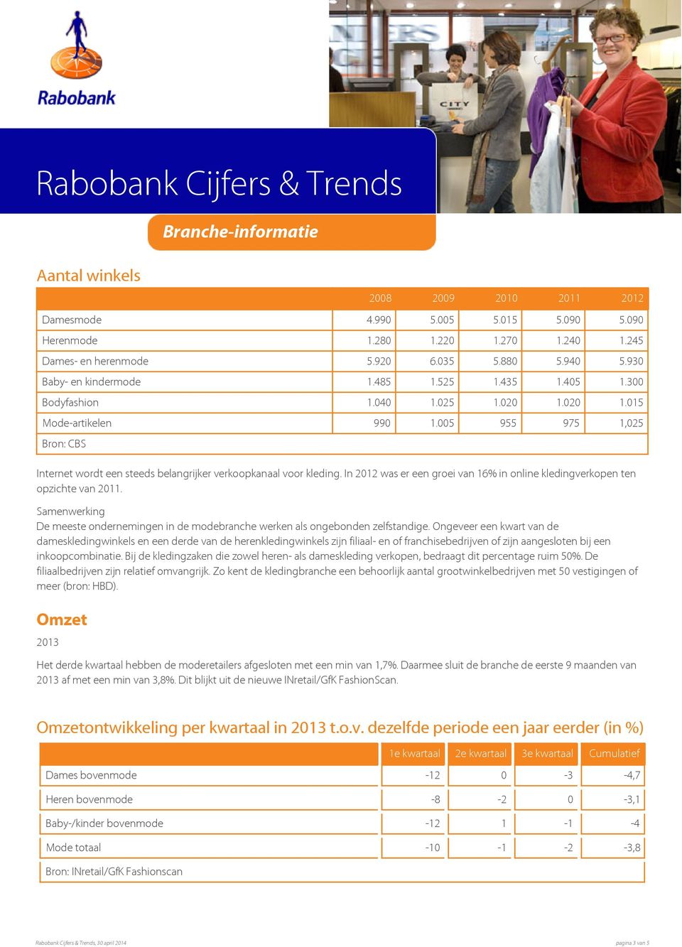 In 2012 was er een groei van 16% in online kledingverkopen ten opzichte van 2011. Samenwerking De meeste ondernemingen in de modebranche werken als ongebonden zelfstandige.