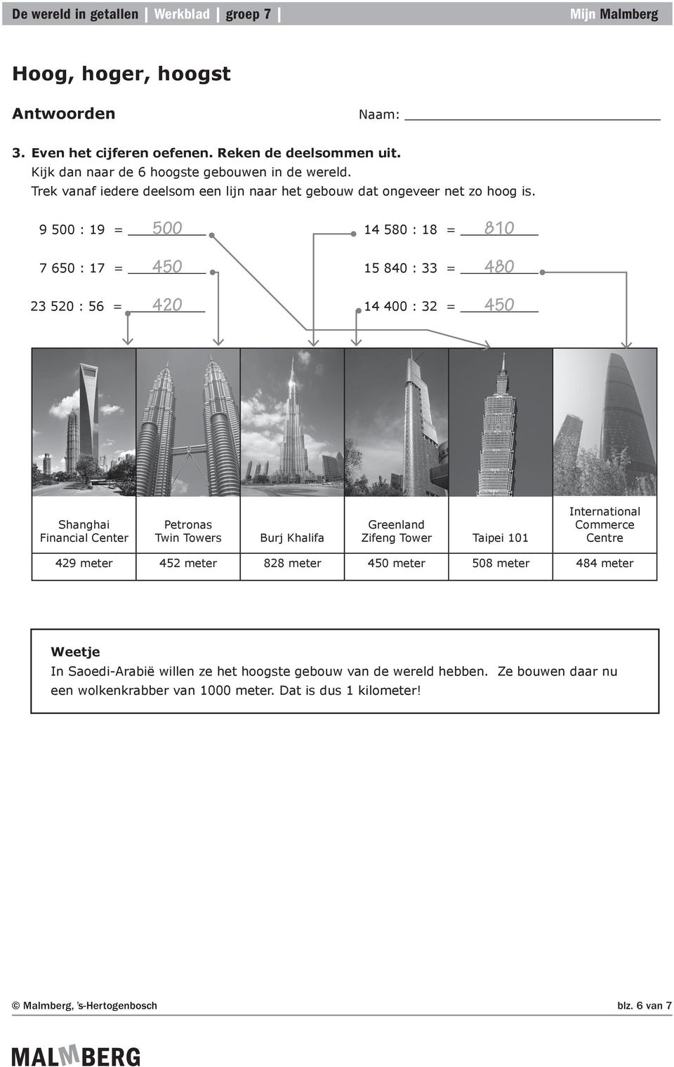 9 5 : 19 = 5 : 1 = 23 52 : 5 = 5 14 58 : 18 = 81 45 15 84 : 33 = 48 42 14 4 : 32 = 45 Shanghai Financial Center Petronas Twin Towers Burj Khalifa Greenland