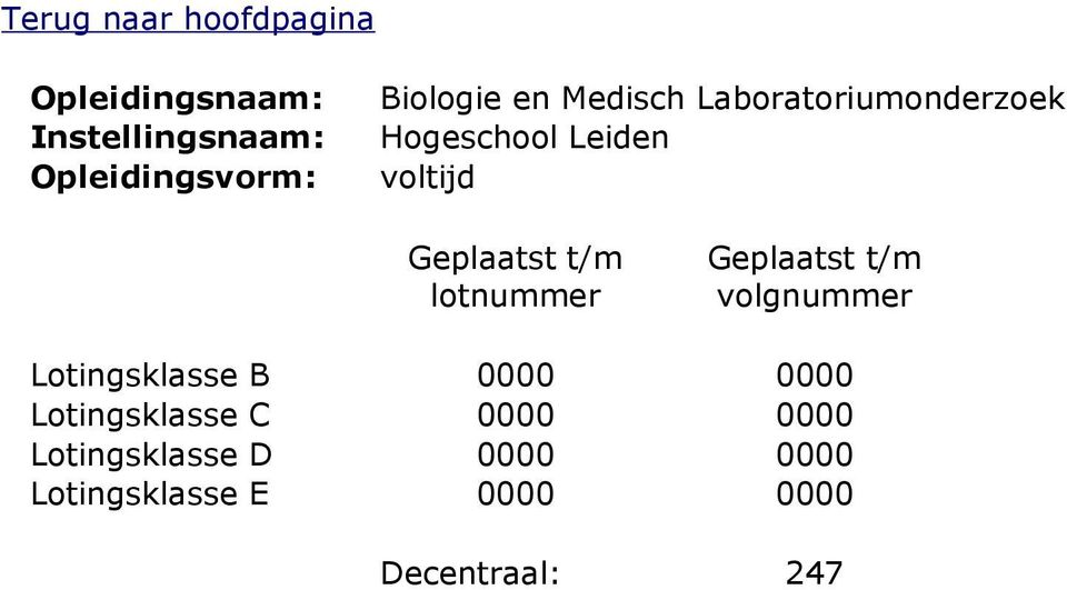 Leiden Lotingsklasse C 0000 0000