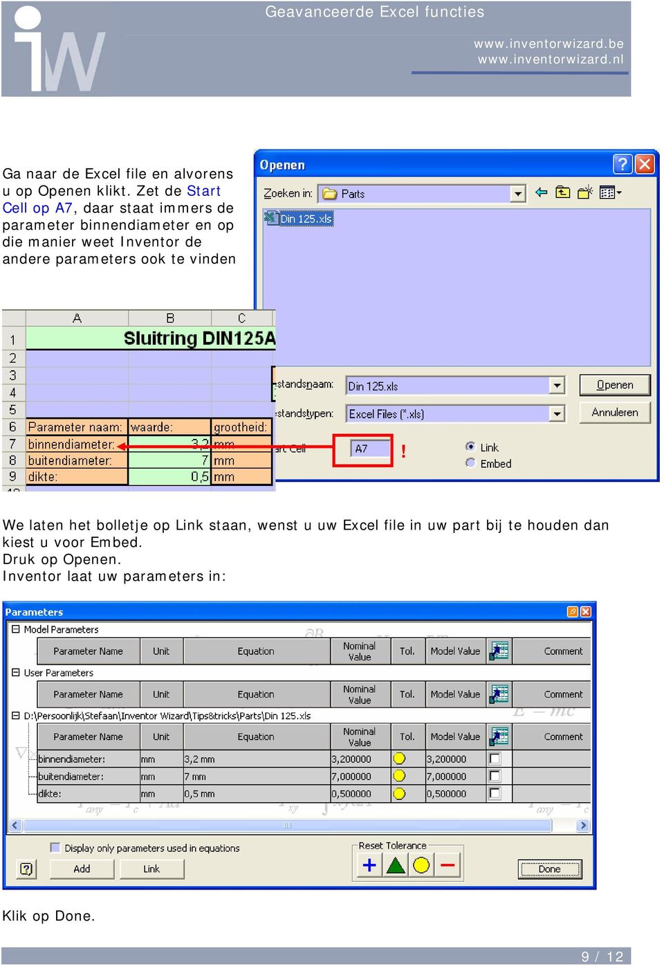 weet Inventor de andere parameters ook te vinden!