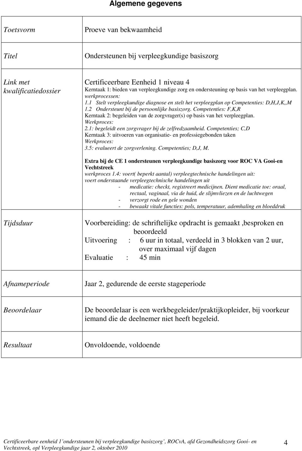 2 Ondersteunt bij de persoonlijke basiszorg. Competenties: F,K,R Kerntaak 2: begeleiden van de zorgvrager(s) op basis van het verpleegplan. Werkproces: 2.