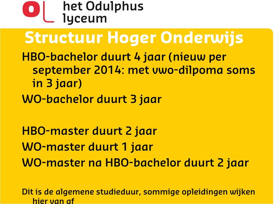 2014: met vwo-dilpoma soms in 3 jaar) WO-bachelor duurt 3 jaar