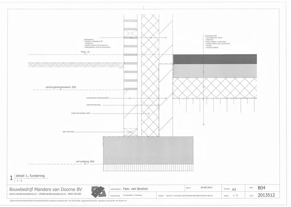 - --t~~--~, waterwerende laag isolatie met gesloten cellen r ok fundering -800 -- - - - - - - - - - - - - - - - - ~- - - - - ~~~~~~~~-r~~~~~~_'~-t-r~~~~~~~~-t-r~~~~'-~~~-t-r~ detail, fundering : 5