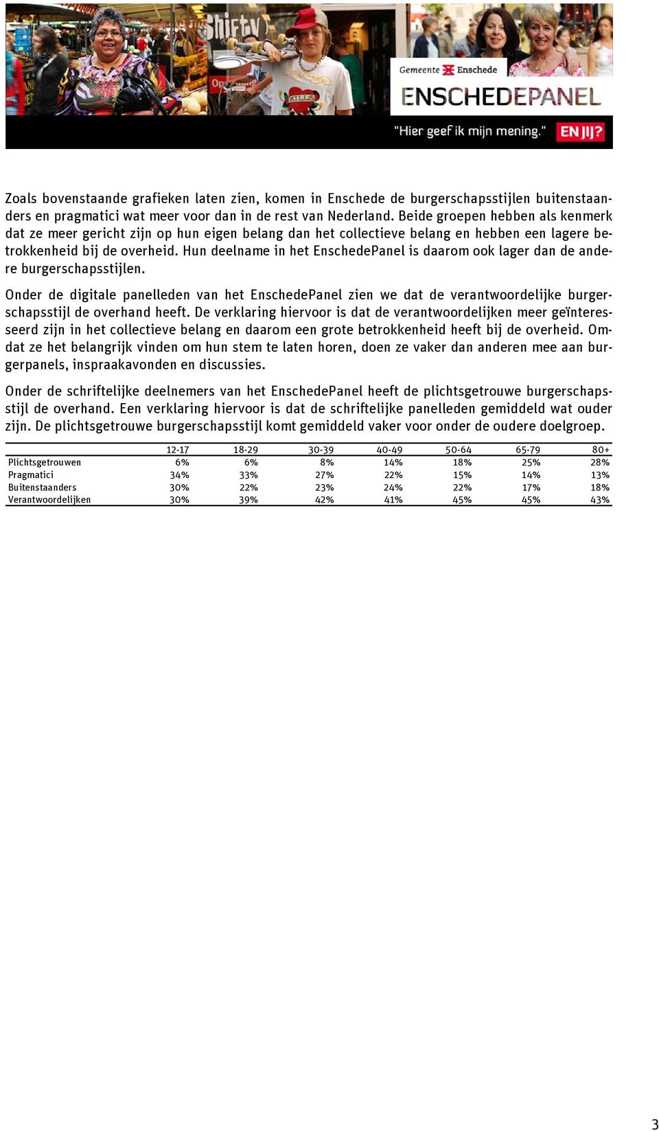 Hun deelname in het EnschedePanel is daarom ook lager dan de andere burgerschapsstijlen.