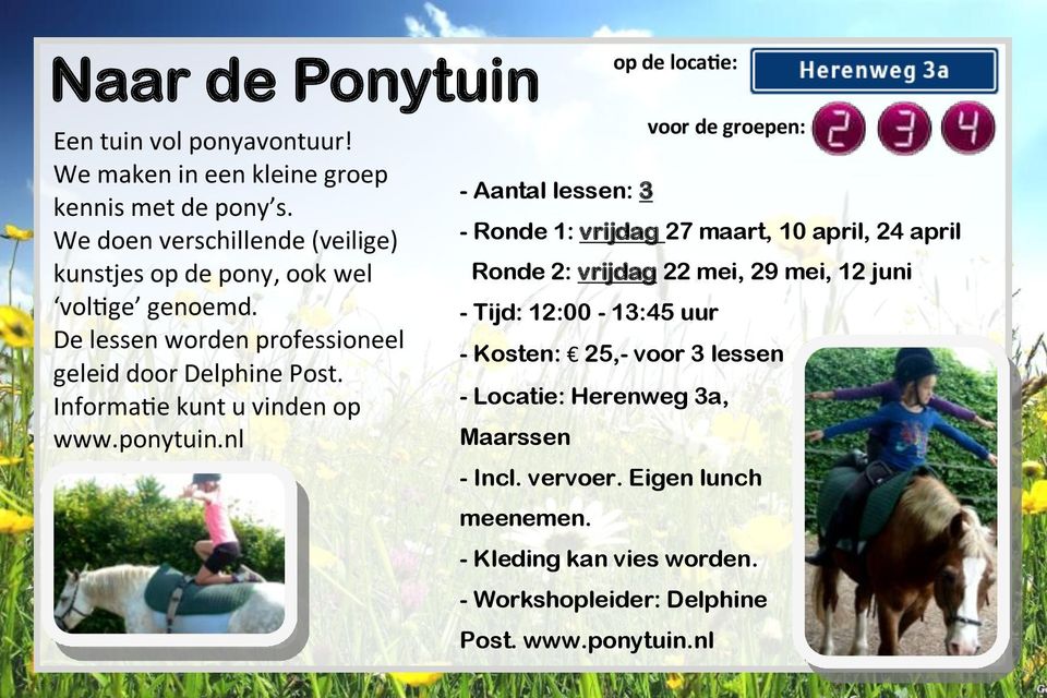 Informatie kunt u vinden op www.ponytuin.