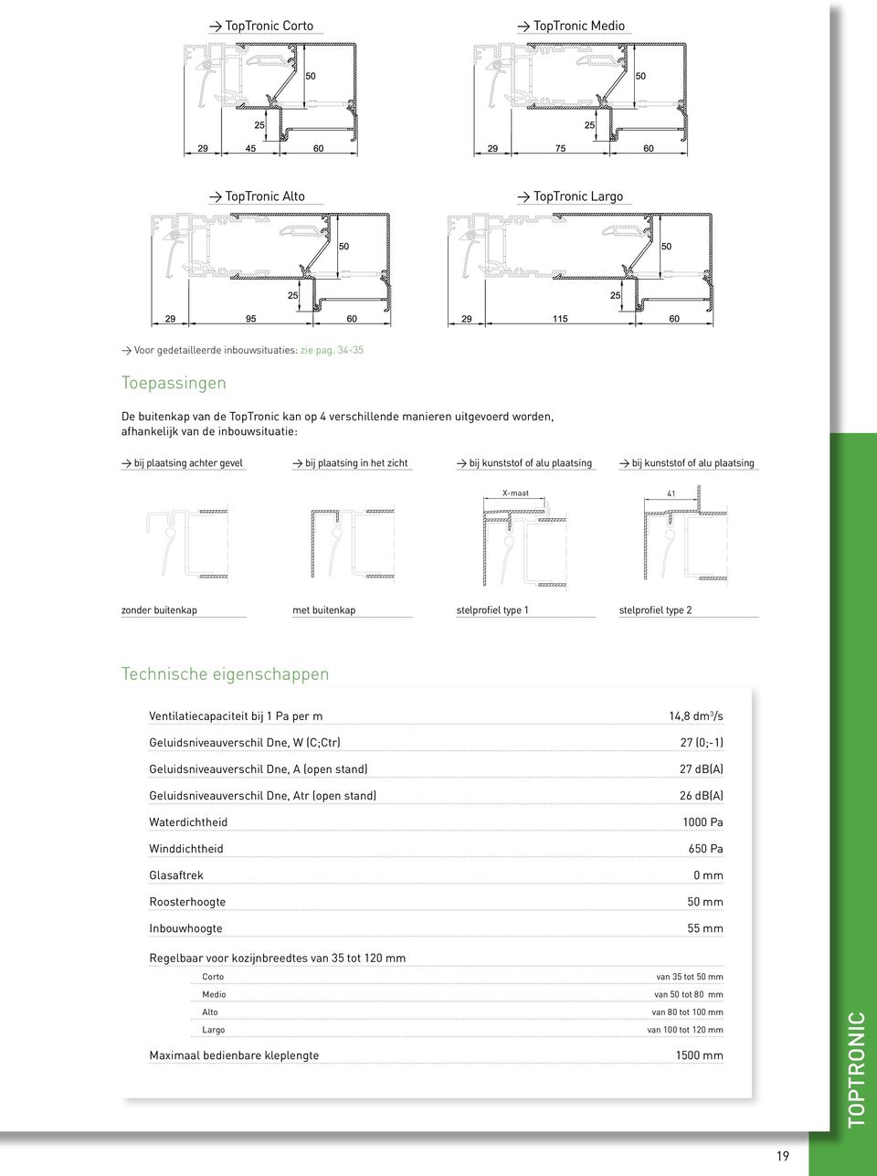 pdf 27-07-2009 15:35:16 De buitenkap van de TopTronic kan op 4 verschillende manieren uitgevoerd worden, Stelprofiel DucoTop 50 'ZR'_PAGINA 9.