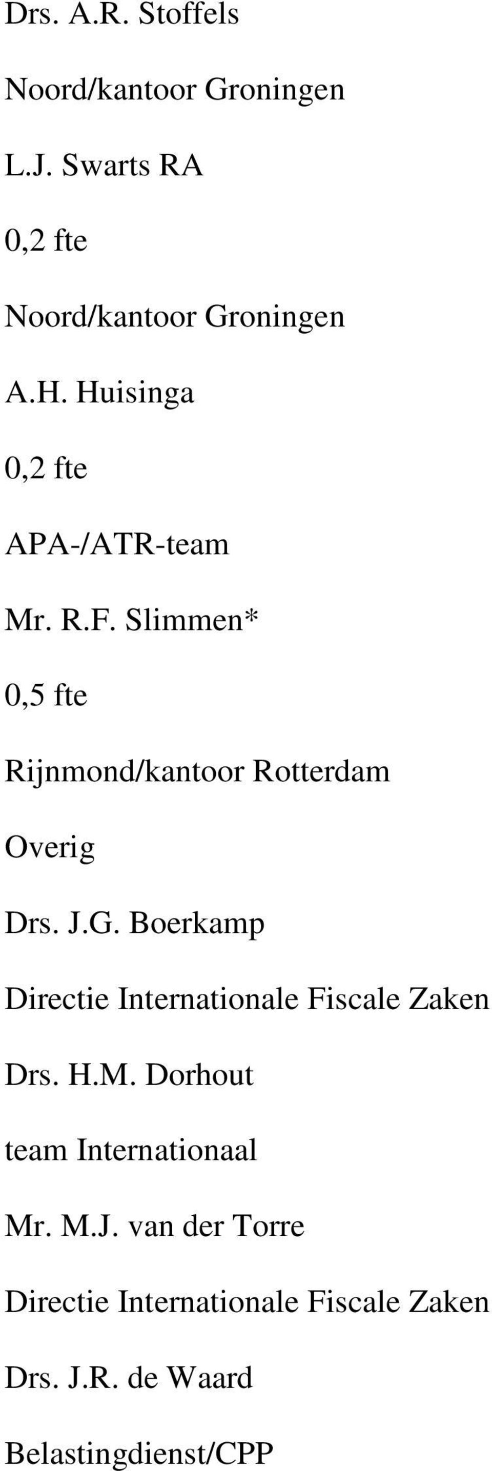 Slimmen* Overig Drs. J.G. Boerkamp Directie Internationale Fiscale Zaken Drs. H.M.