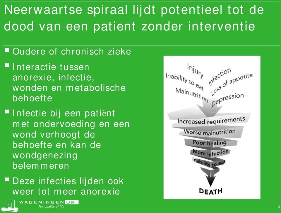 metabolische behoefte Infectie bij een patiënt met ondervoeding en een wond verhoogt