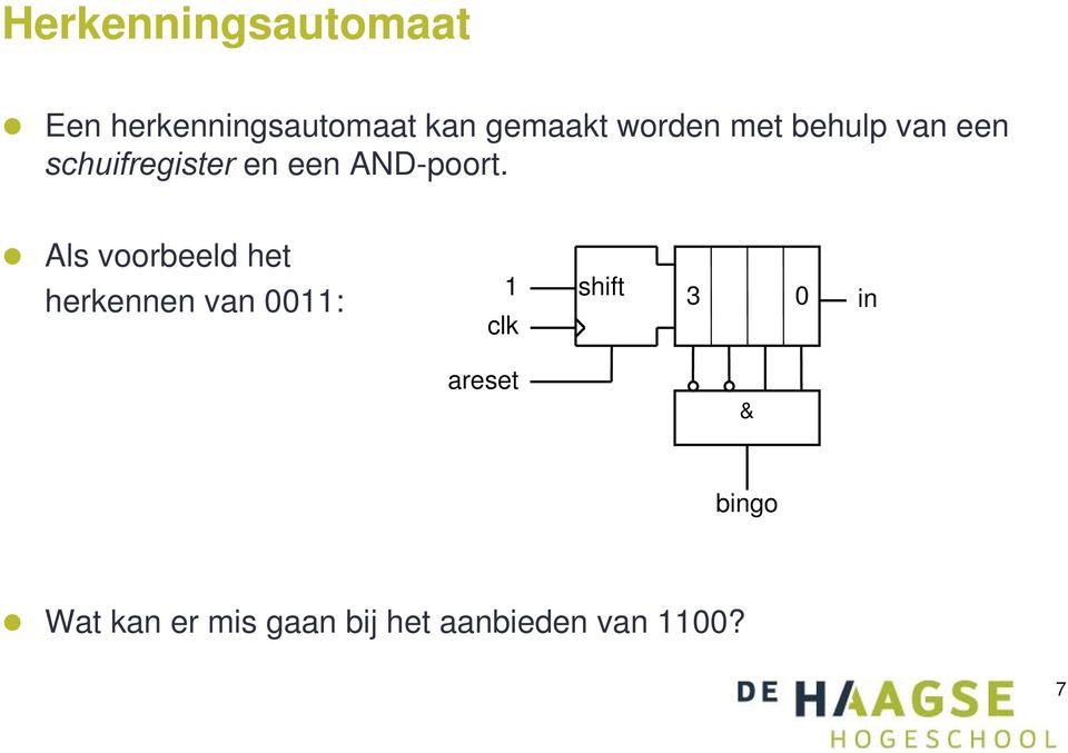 Als voorbeeld het herkennen van 11: 1 clk shift 3 in