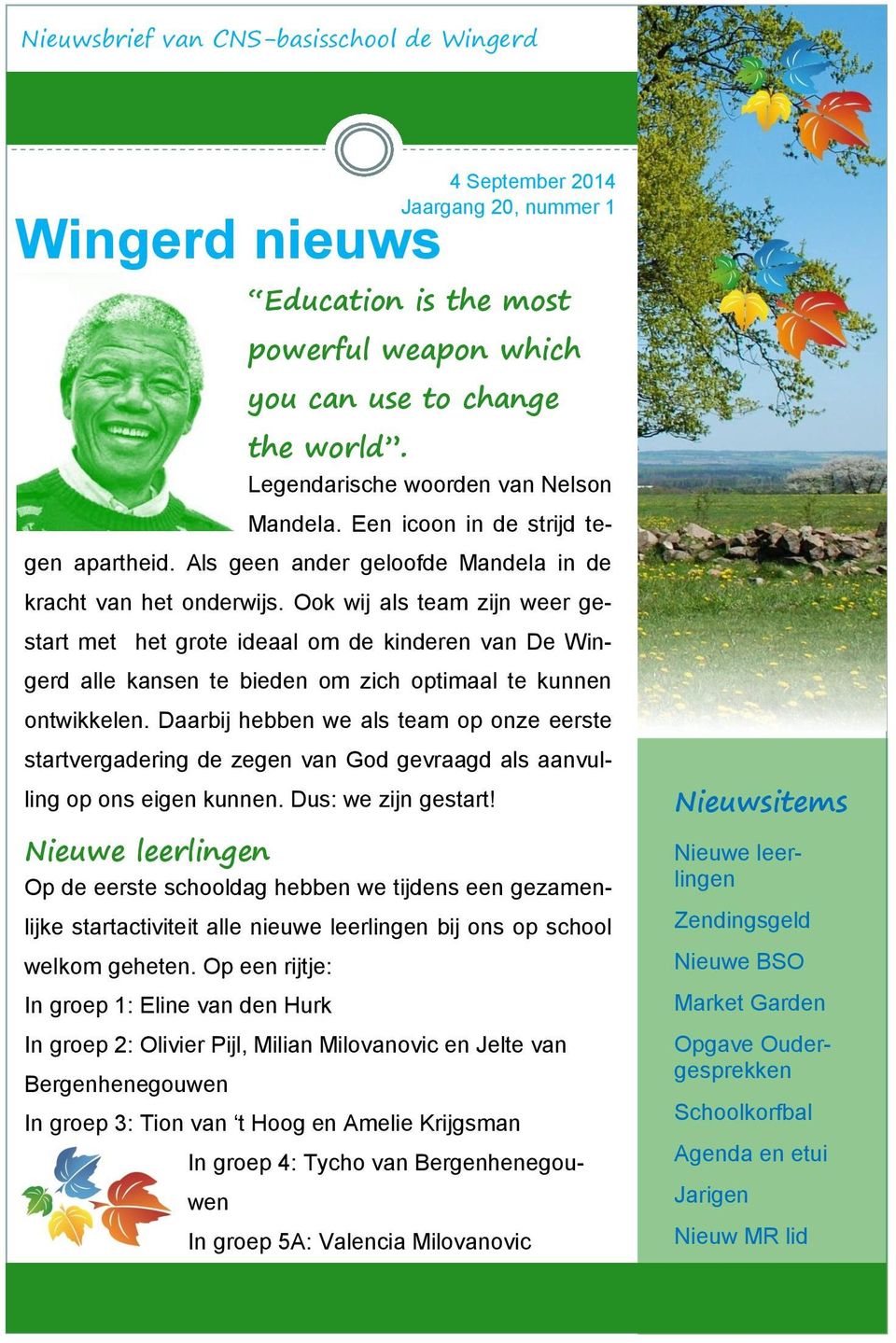 Ook wij als team zijn weer gestart met het grote ideaal om de kinderen van De Wingerd alle kansen te bieden om zich optimaal te kunnen ontwikkelen.