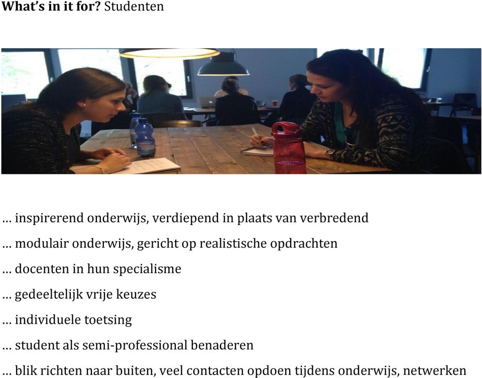 onderwijs, gericht op realistische opdrachten docenten in hun specialisme